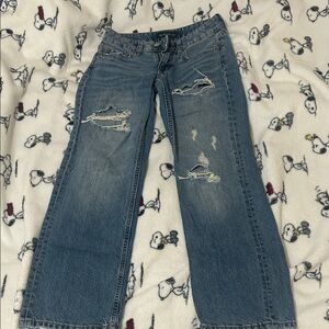 Aeropostale Distressed Blue Straight-Leg Jeans